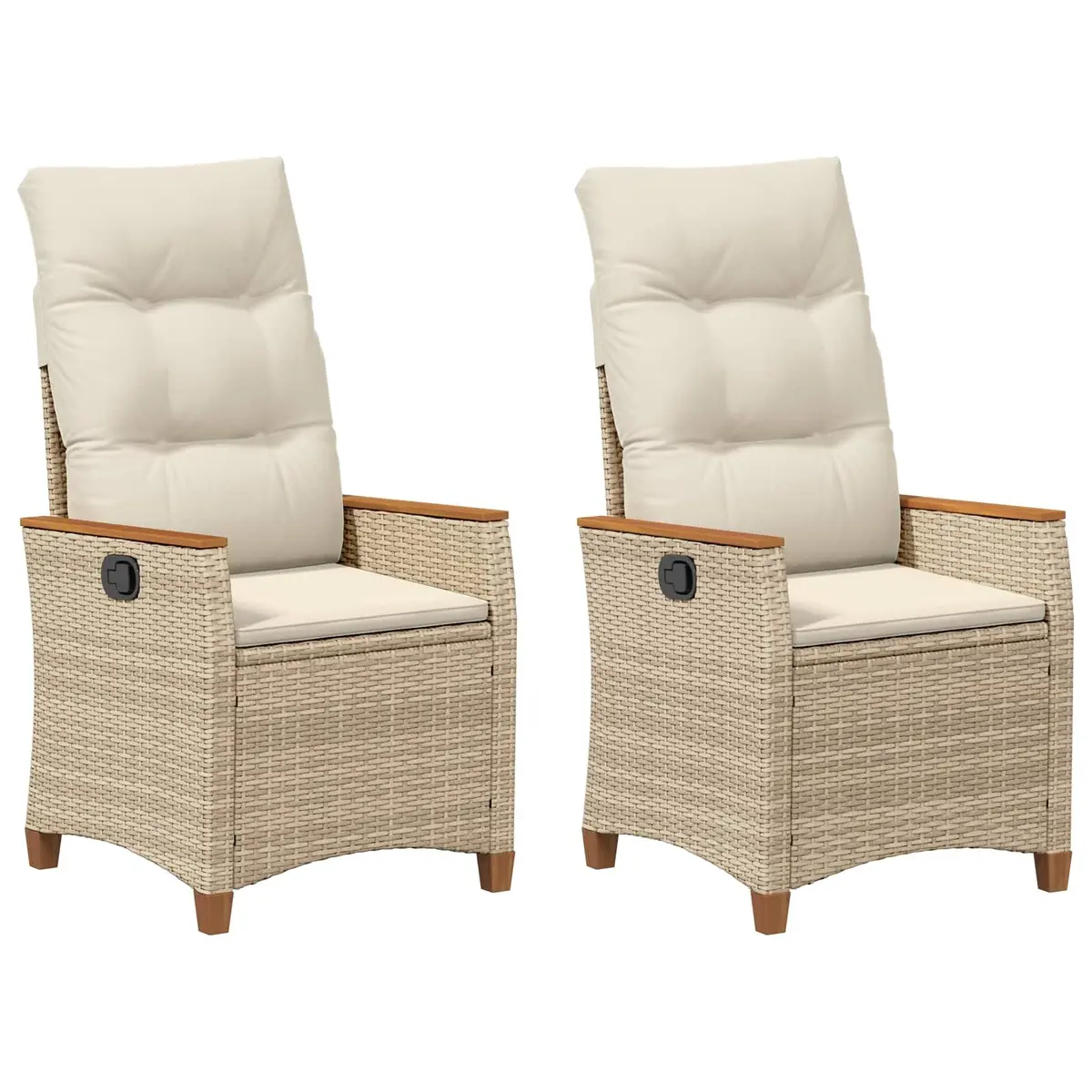 Beige Reclining Garden Chair with Adjustable Backrest