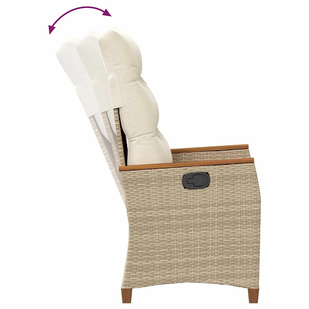 Beige Reclining Garden Chair with Adjustable Backrest