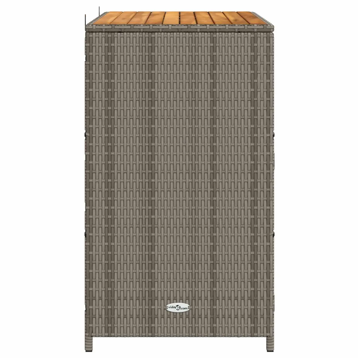 Storage Cabinet Acacia Wood Grey 70x50x87cm Poly Rattan Doors Powder Coated Steel Frame