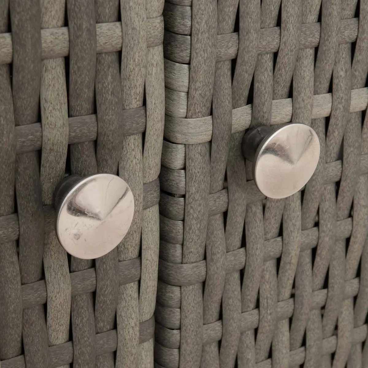 Storage Cabinet Acacia Wood Grey 70x50x87cm Poly Rattan Doors Powder Coated Steel Frame