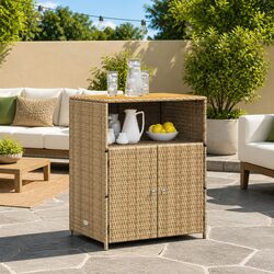 Beige Rattan Storage Cabinet 70 x 50 x 87 cm for Indoor/Outdoor
