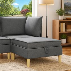Storage Ottoman Square Fabric Sofa Bench Seat Living Room Furniture Modern
