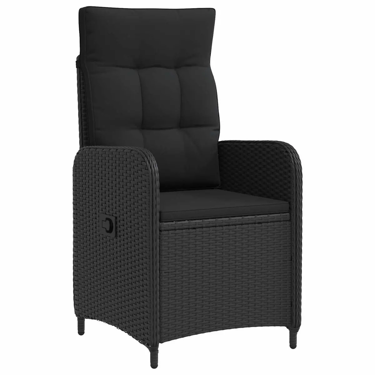 Reclining Garden Chair Poly Rattan Black Adjustable Backrest