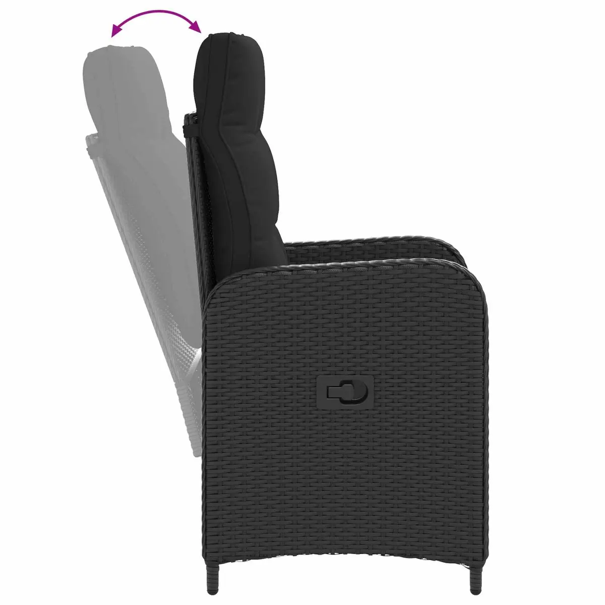 Reclining Garden Chair Poly Rattan Black Adjustable Backrest