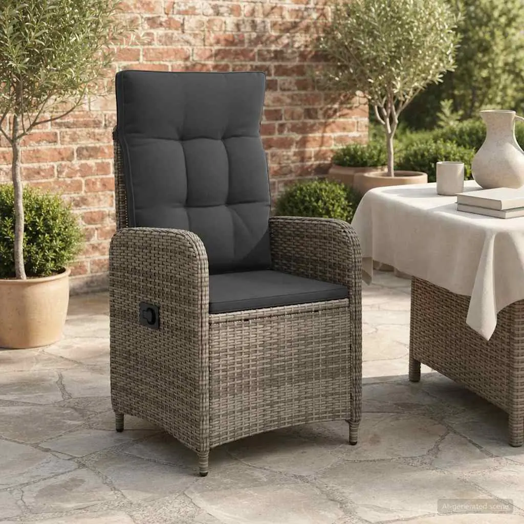 Grey Reclining Outdoor Chair with Adjustable Backrest