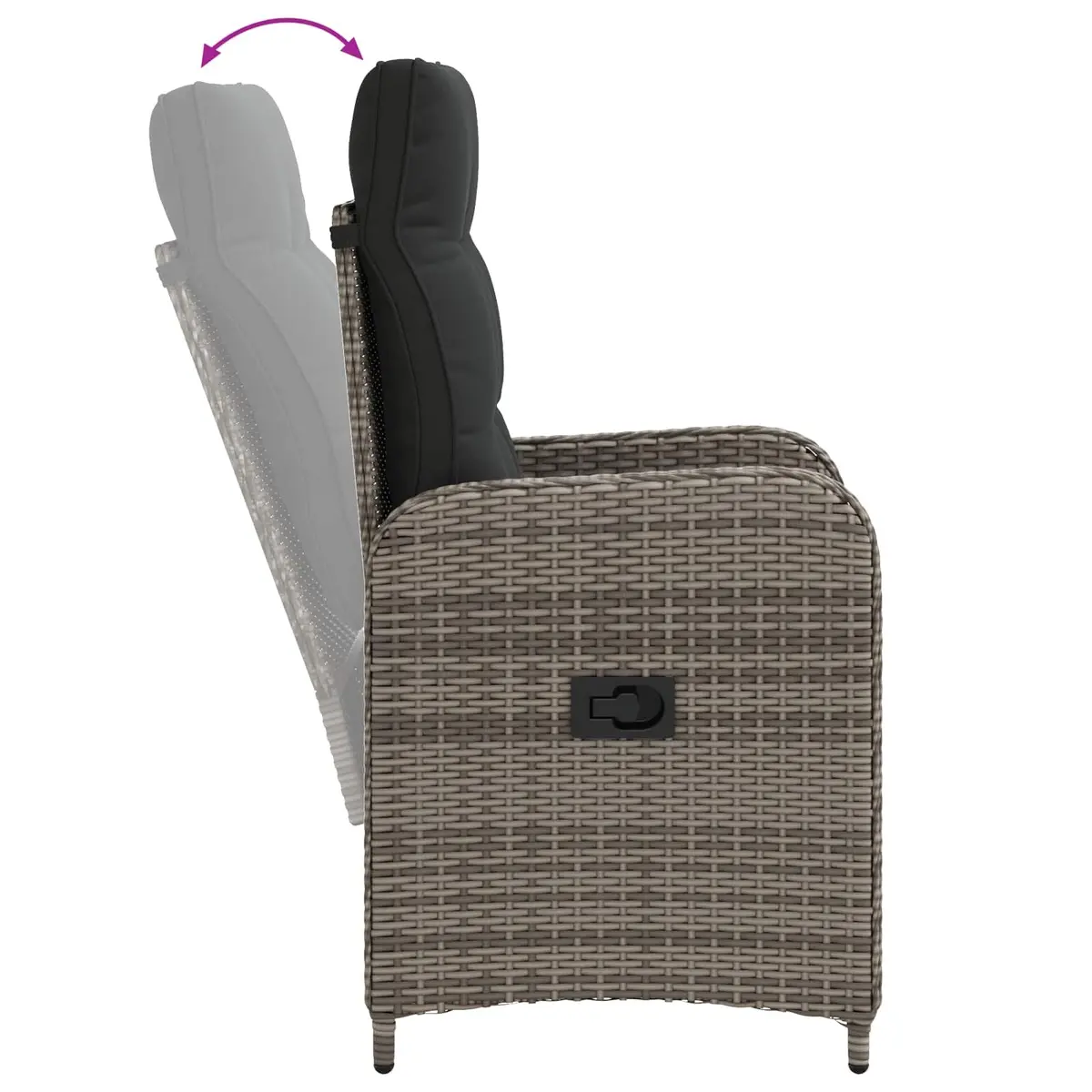 Grey Reclining Outdoor Chair with Adjustable Backrest
