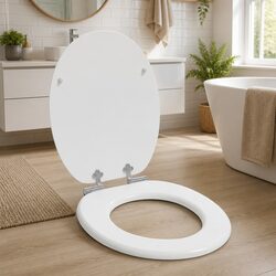White MDF Soft-Close Toilet Seat for Quality Comfort