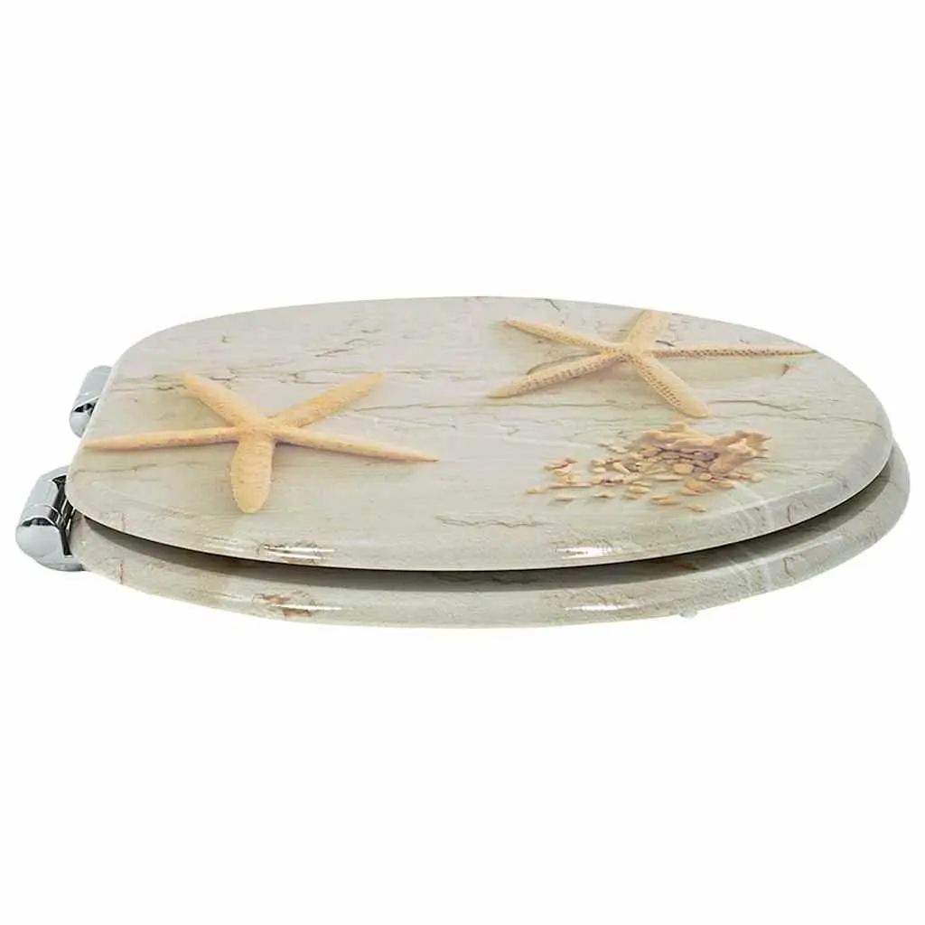 Toilet Seat MDF 44 x 38 cm Yellow White Soft-Close