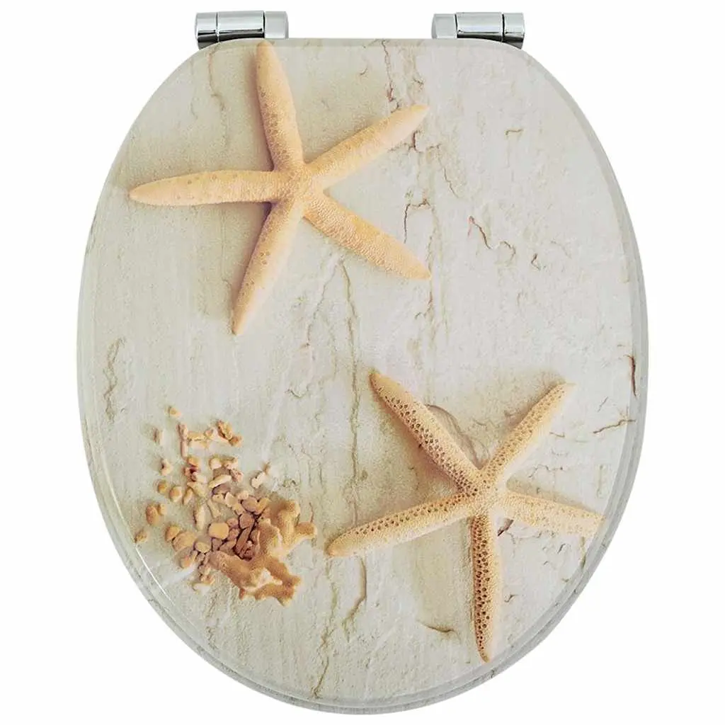 Toilet Seat MDF 44 x 38 cm Yellow White Soft-Close