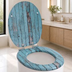 Sturdy Blue MDF Soft-Close Toilet Seat 44 x 38 cm