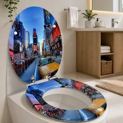 Durable Multicolour Soft-Close Toilet Seat 44 x 38 cm