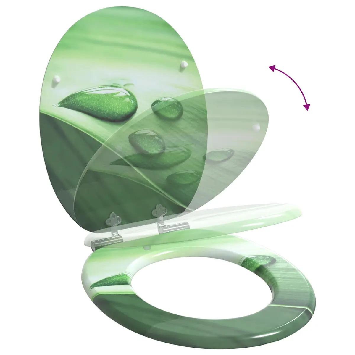 Green MDF Board Soft-Close Toilet Seat 44 x 38 cm