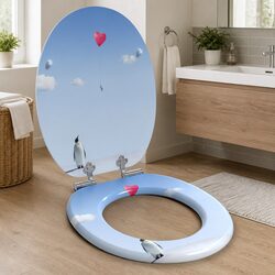 Durable Soft-Close Toilet Seat in Blue 44 x 38 cm