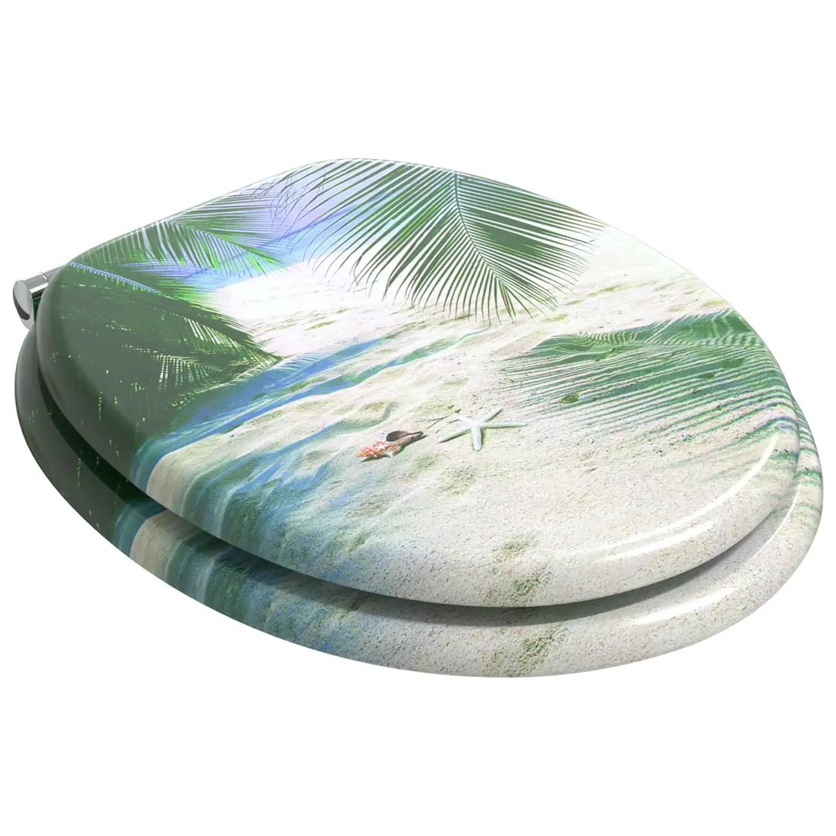 Green MDF Soft-Close Toilet Seat 44 x 38 cm for Safety