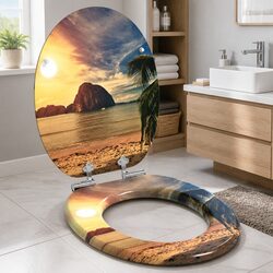 Orange Soft-Close Toilet Seat 44 x 38 cm MDF