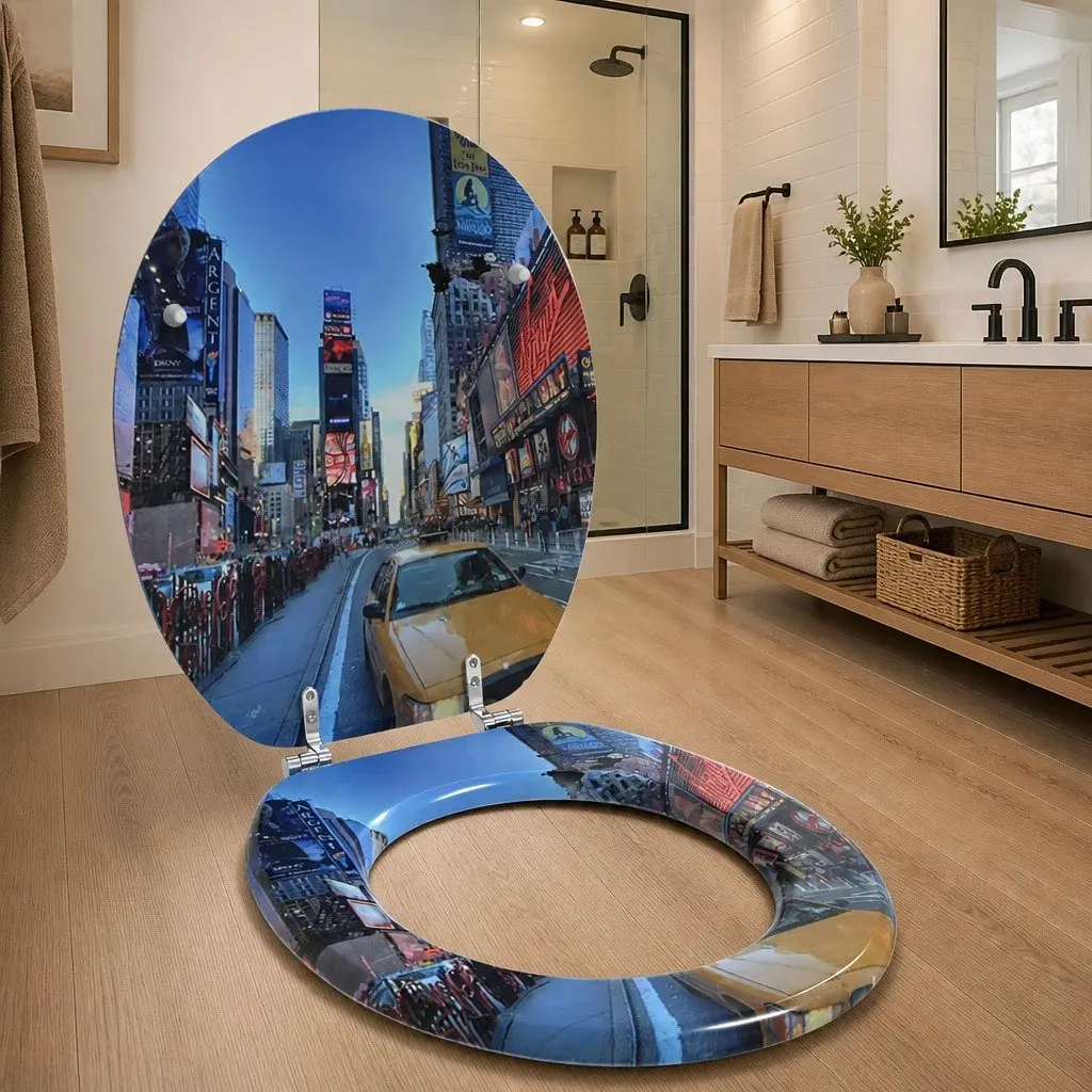 Multicolour MDF Soft-Close Toilet Seat