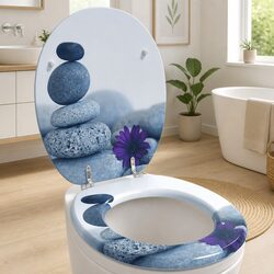 Premium Soft-Close Toilet Seat in Grey MDF 44 x 38 cm