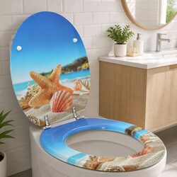 Light Blue Soft-Close Toilet Seat 44 x 38 cm MDF