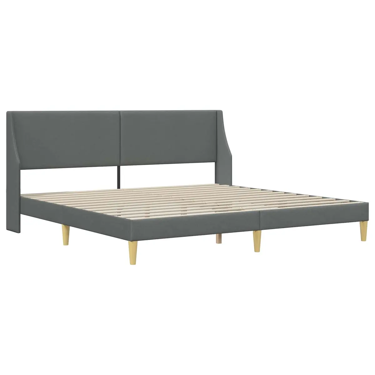 Bed Frame with Wall-Mounted Headboard and Curved Slats