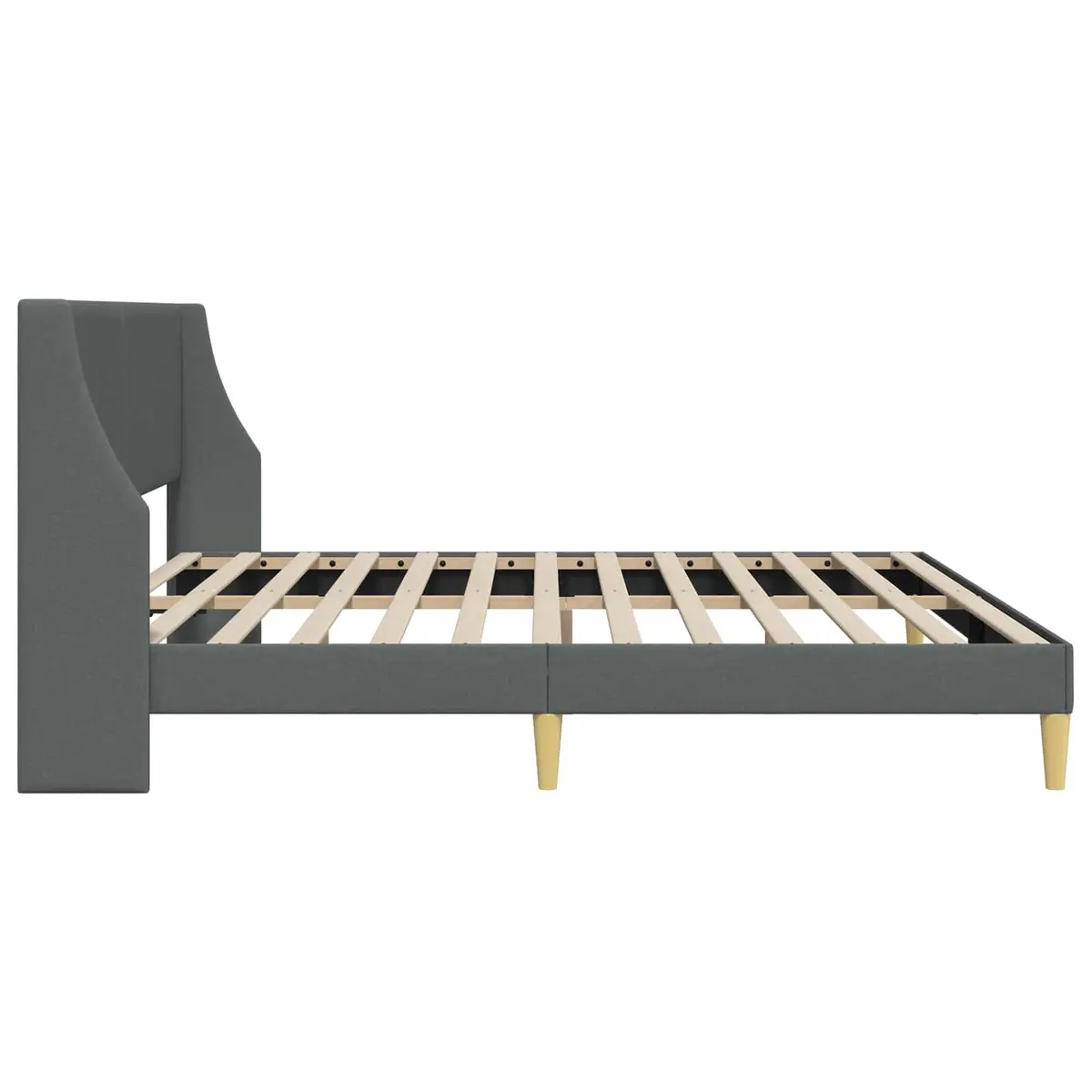 Dark Grey Bed Frame with Durable Fabric Headboard