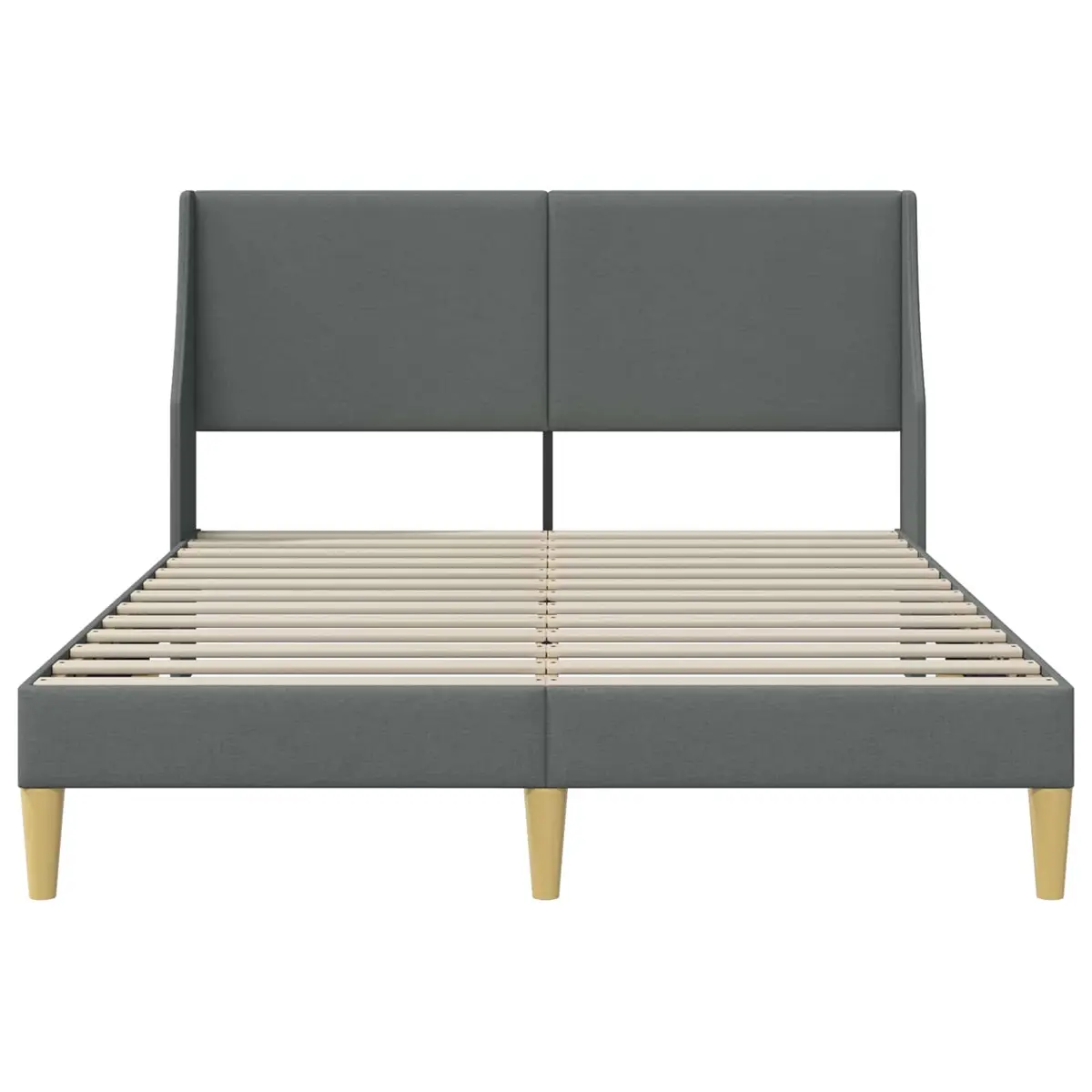 Bed Frame with Dark Grey Fabric Headboard