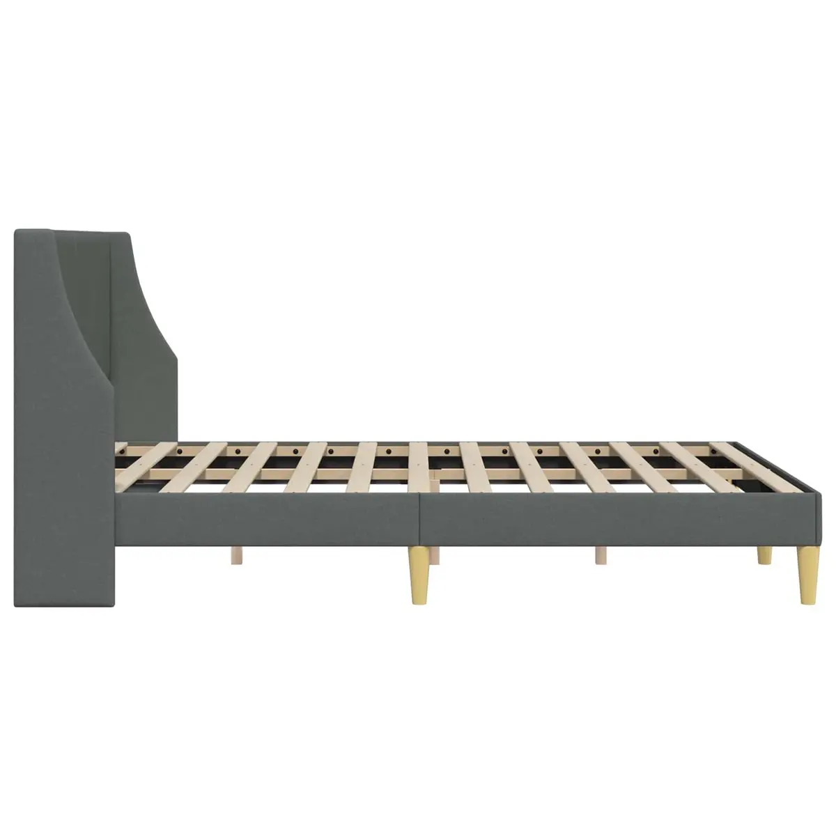Bed Frame with Fabric Headboard Dark Grey 153 x 203 cm Rectangular Bedroom