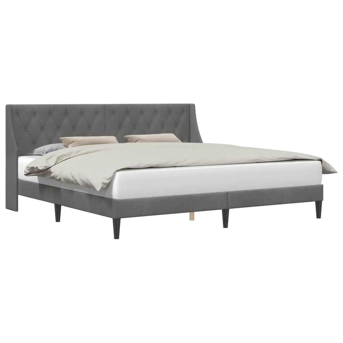 Velvet Bed Frame with Headboard Dark Grey 180 x 200 cm