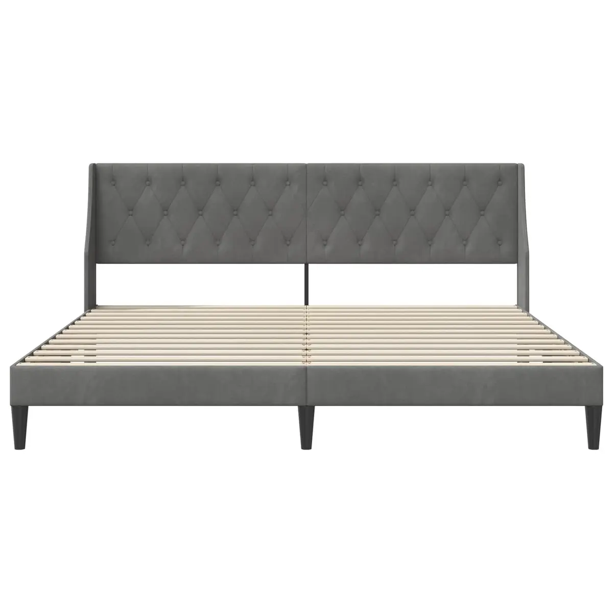 Velvet Bed Frame with Headboard Dark Grey 180 x 200 cm