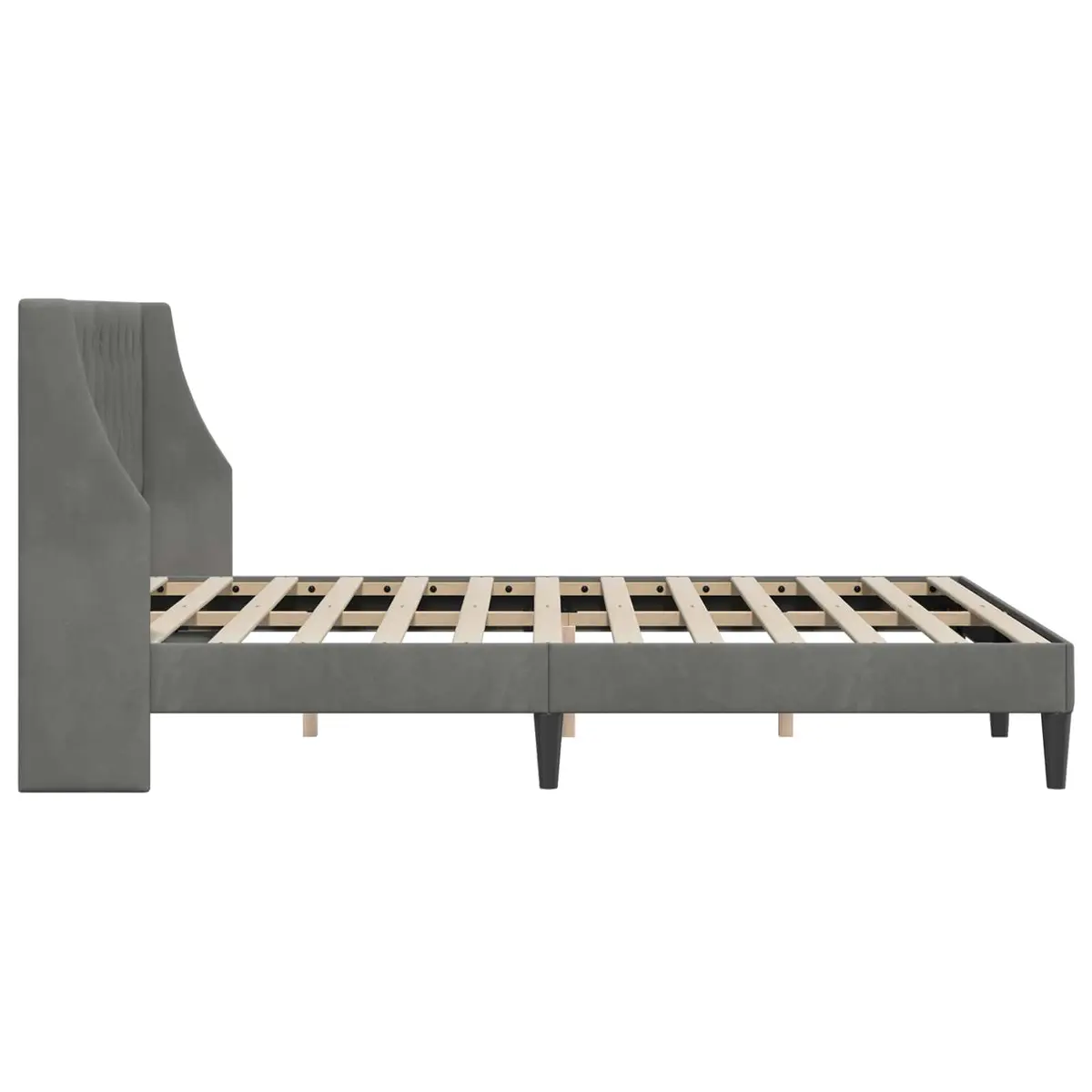 Bed Frame Velvet Dark Grey 137 x 190 cm Modern Bedroom Furniture