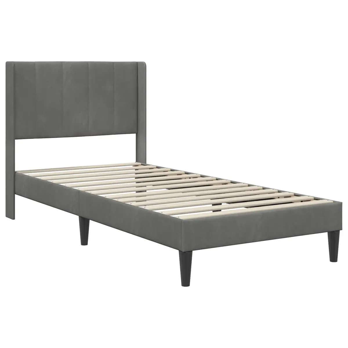 Bed Frame Velvet 90 x 190 cm Grey Modern