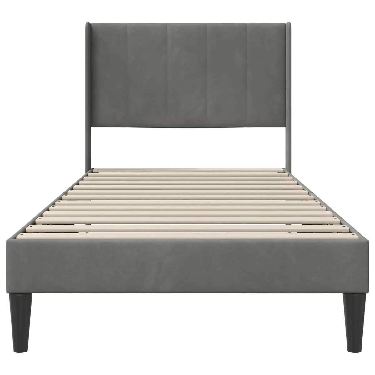 Bed Frame Velvet 90 x 190 cm Grey Modern