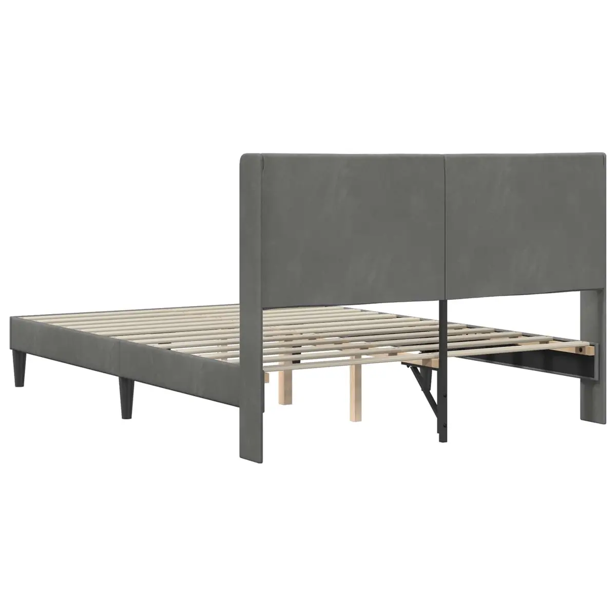 Bed Frame Velvet 137 x 190 cm Dark Grey