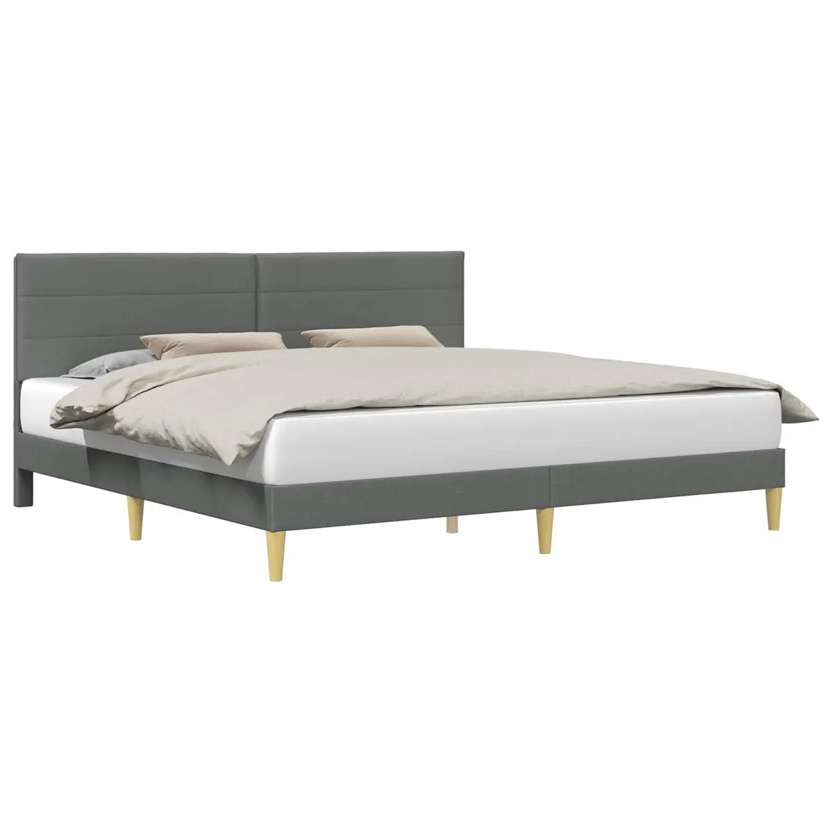 Grey Bed Frame with Headboard 180 x 200 cm
