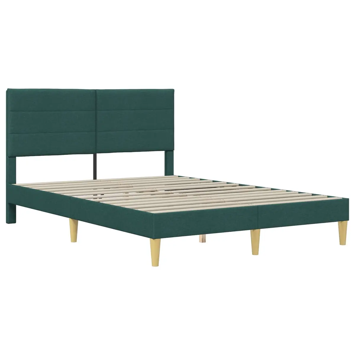 Bed Frame with Sturdy Dark Grey Fabric Headboard