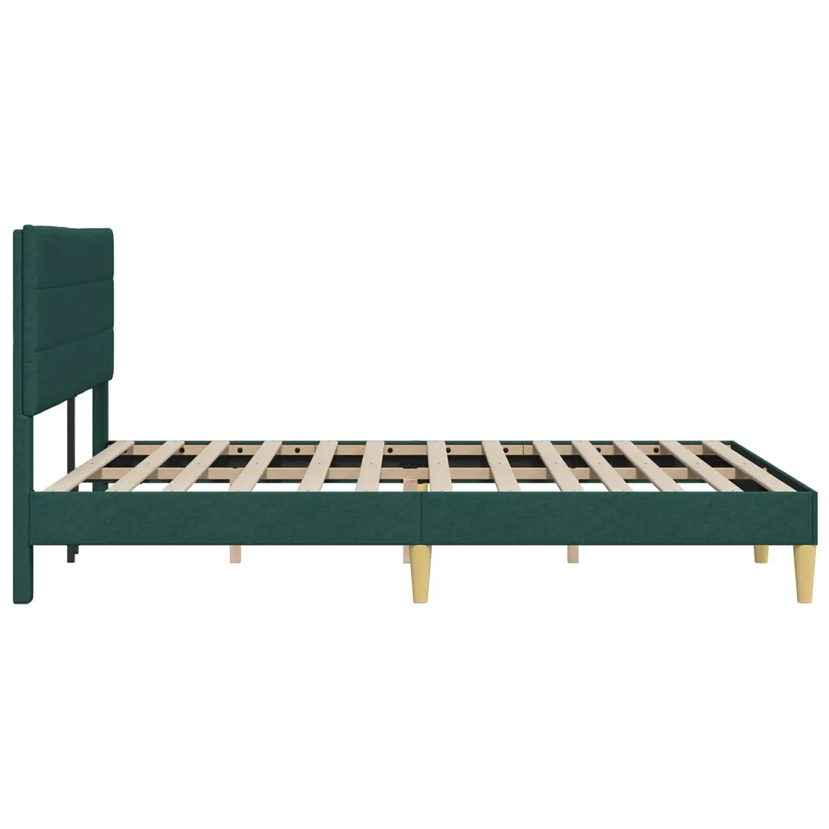 Bed Frame with Sturdy Dark Grey Fabric Headboard