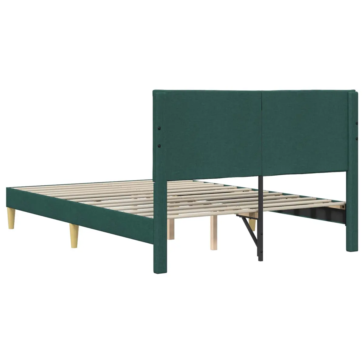 Bed Frame with Sturdy Dark Grey Fabric Headboard