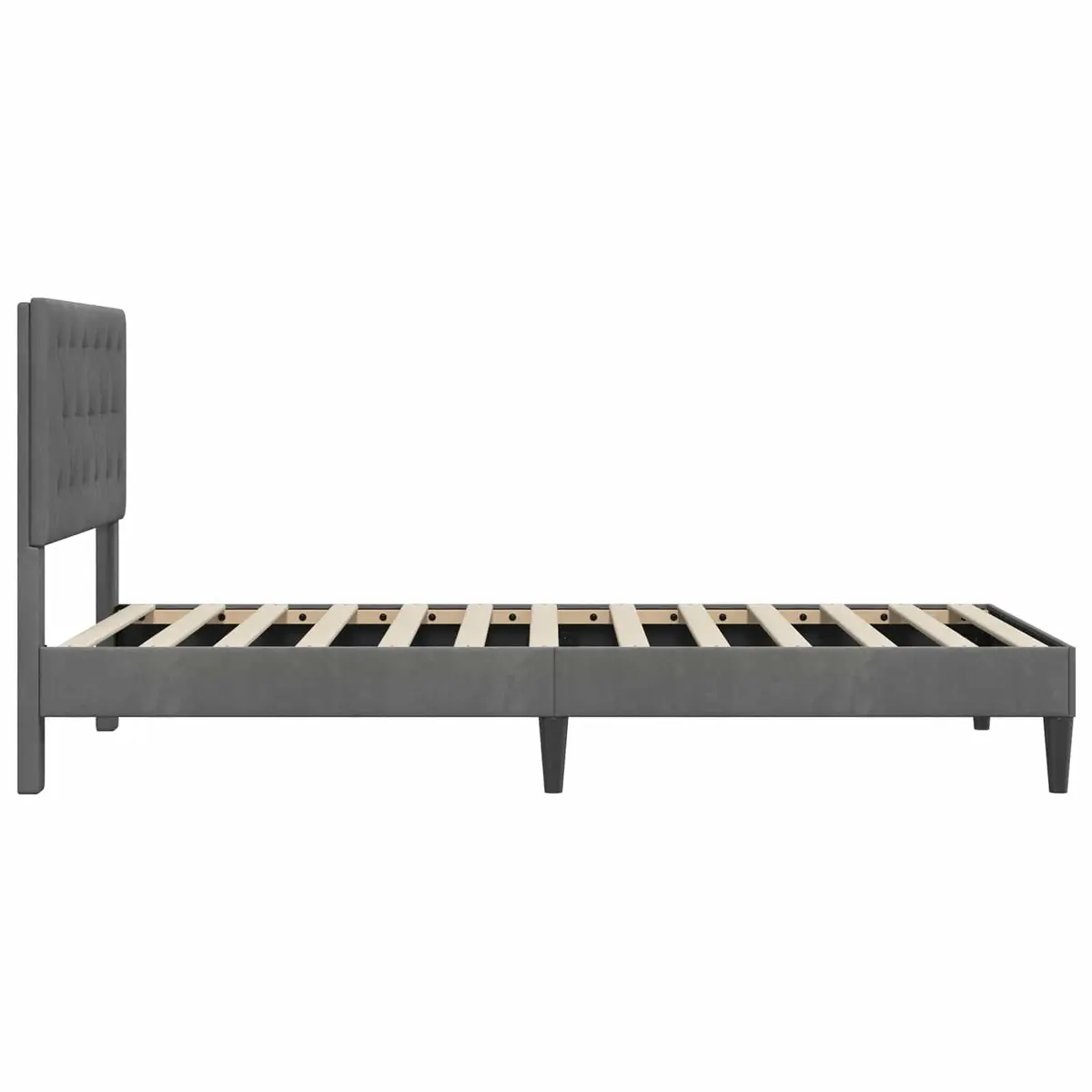 Dark Grey Velvet Bed Frame with Headboard