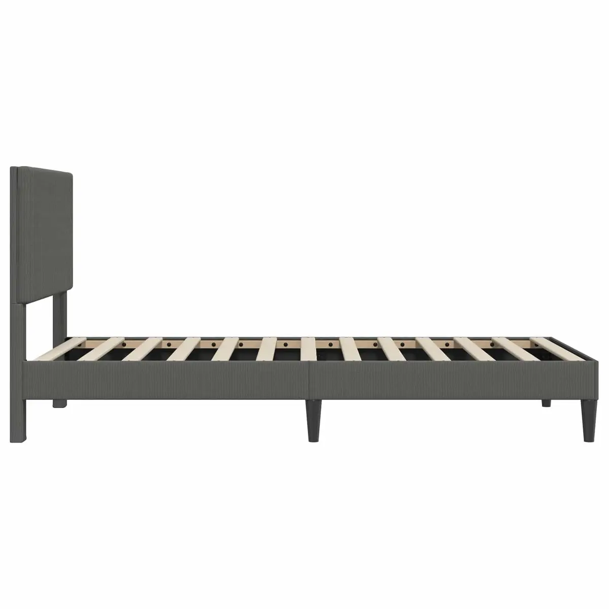 Dark Grey Corduroy Bed Frame with Headboard