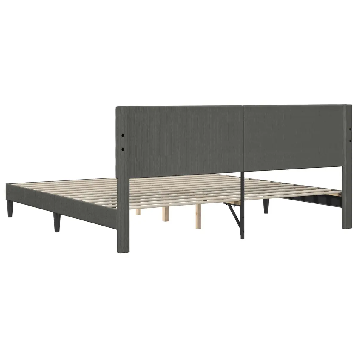 Dark Grey Bed Frame with Headboard 180 x 200 cm