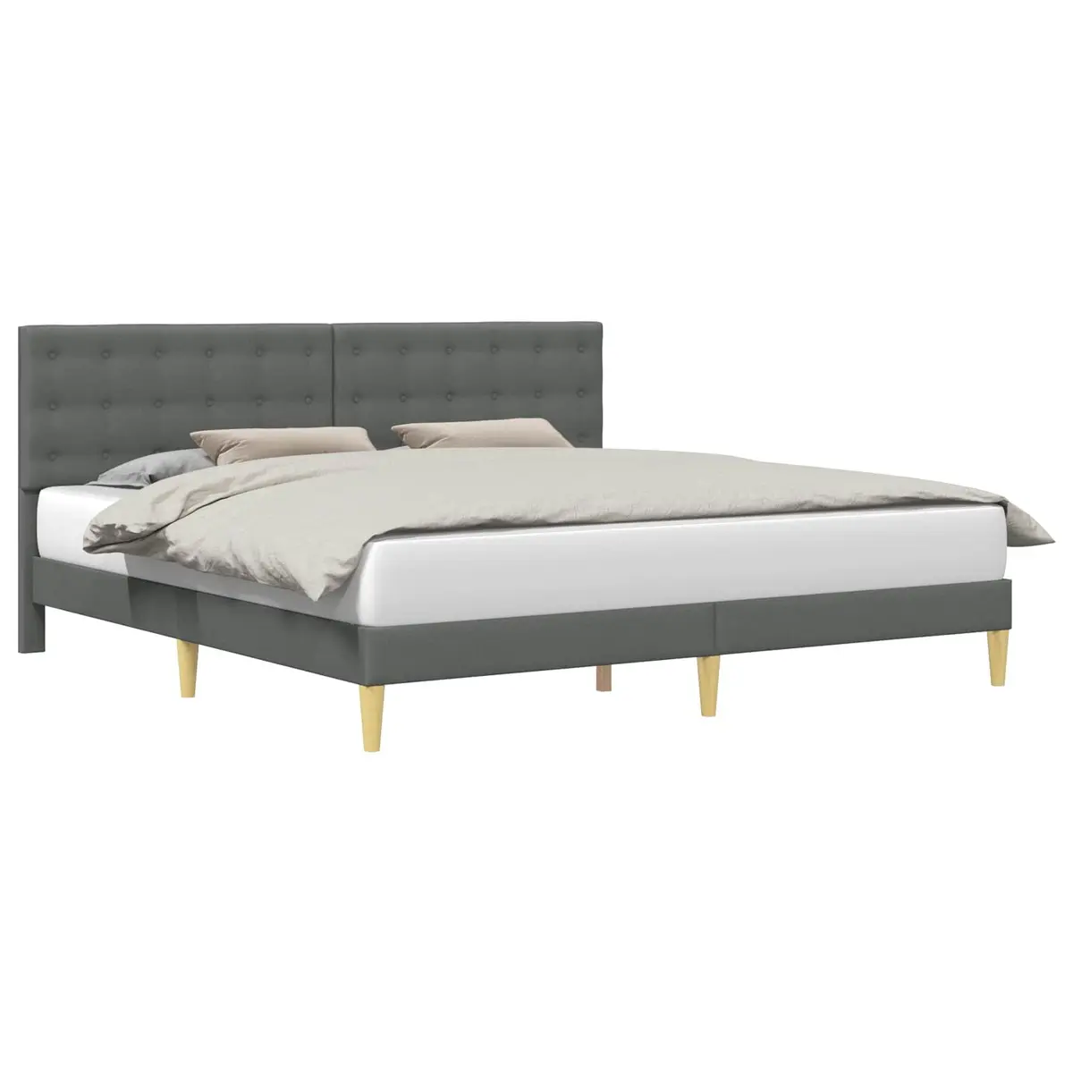 Bed Frame Fabric Grey 180 x 200 cm Modern Platform Slatted Base