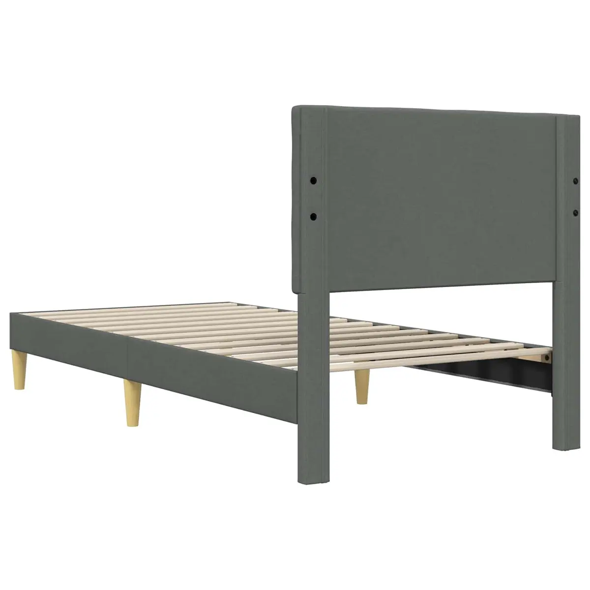 Bed Frame Plywood Fabric Headboard Dark Grey 107 x 203 cm