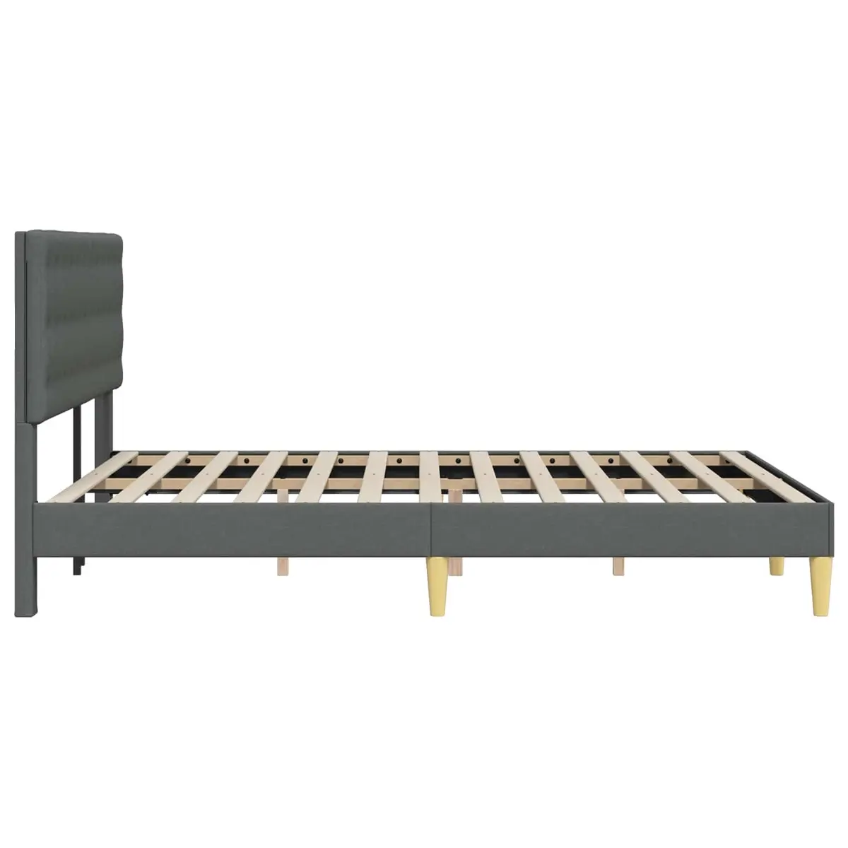 Dark Grey Bed Frame with Fabric Headboard 153 x 203 cm