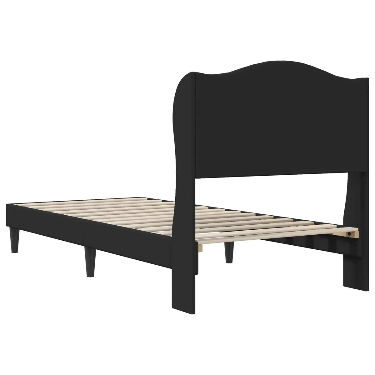 Black Bed Frame with Faux Leather Headboard