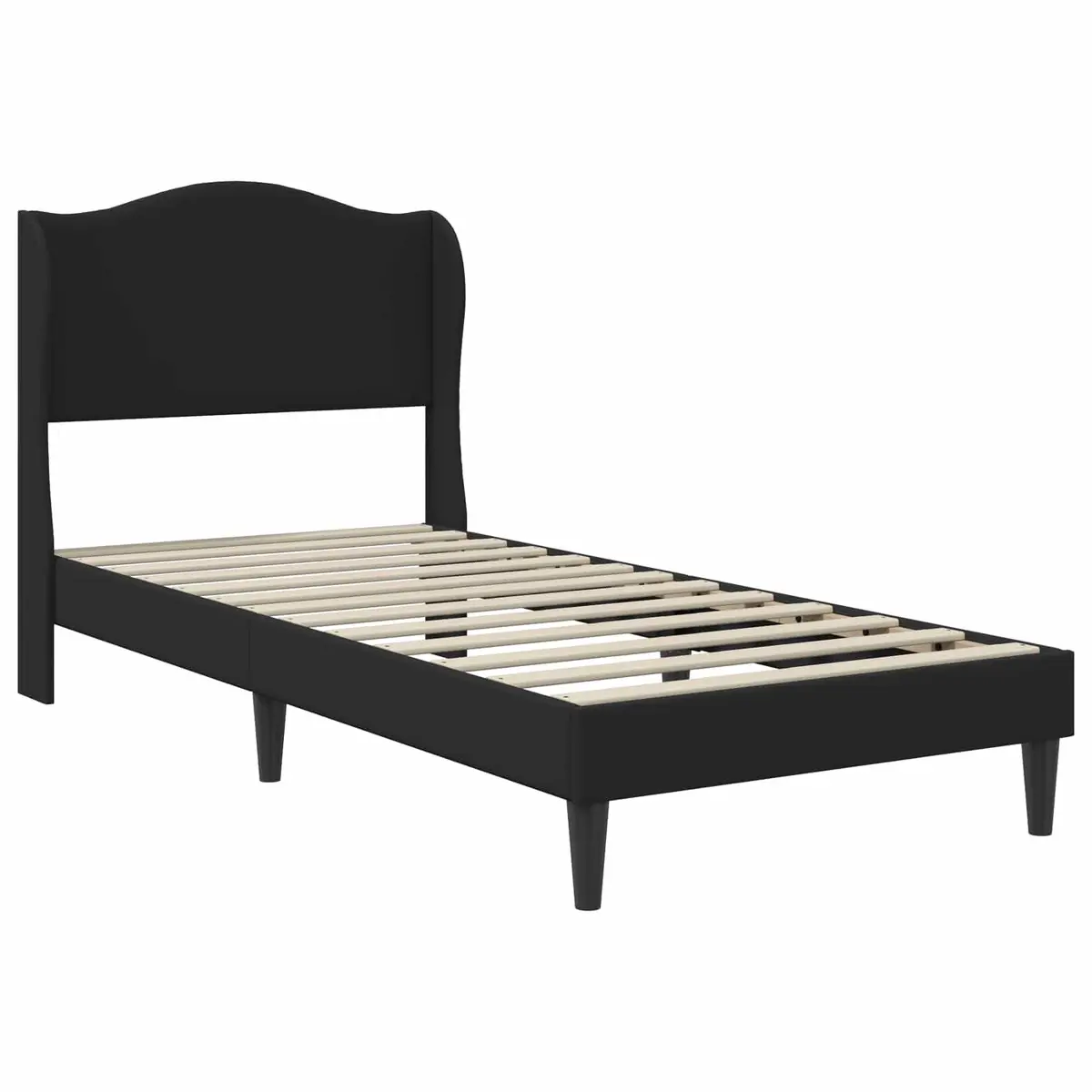 Bed Frame Faux Leather 107 x 203 cm Black Modern