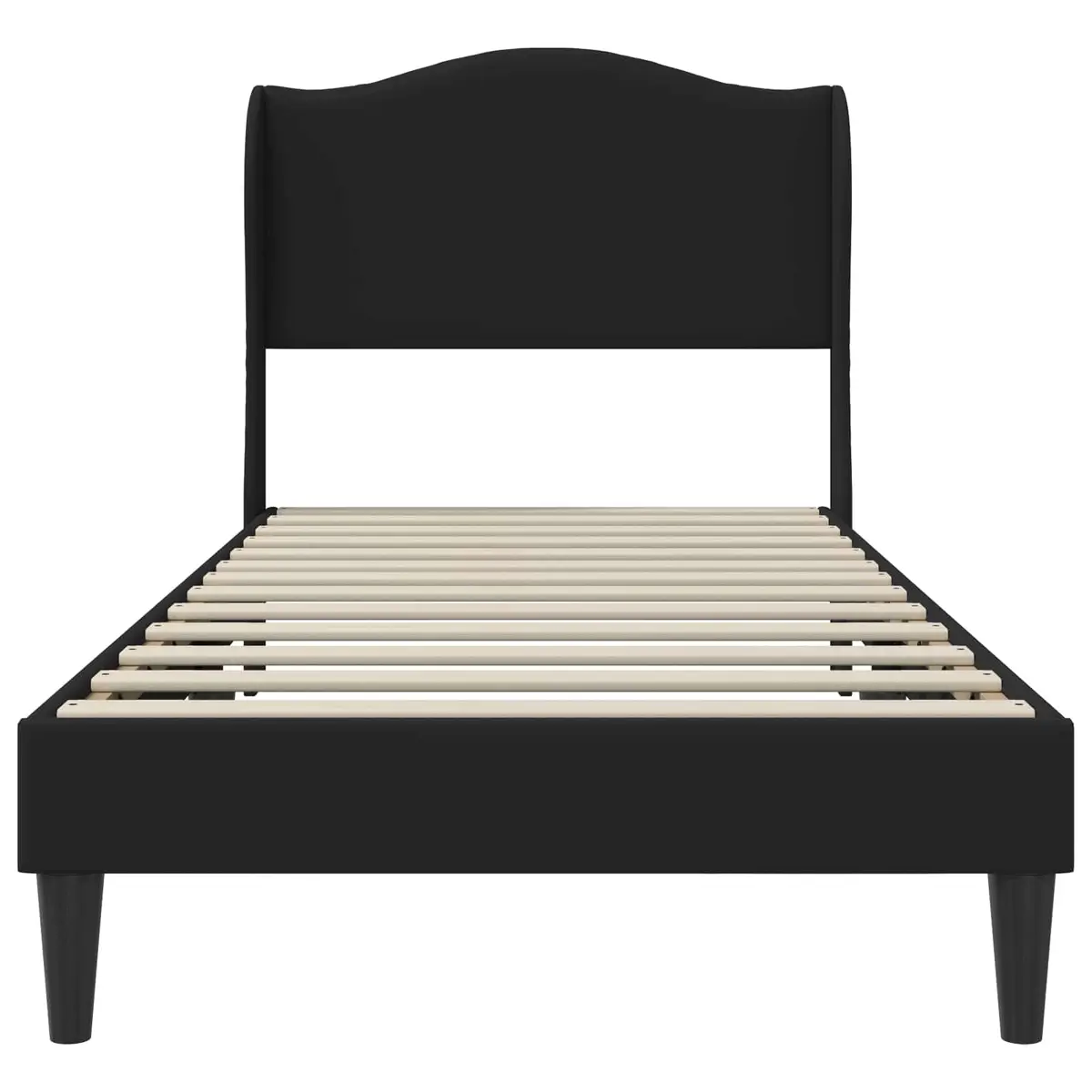 Bed Frame Faux Leather 107 x 203 cm Black Modern