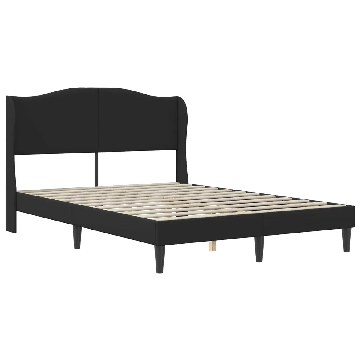 Black Bed Frame with Headboard 137 x 190 cm