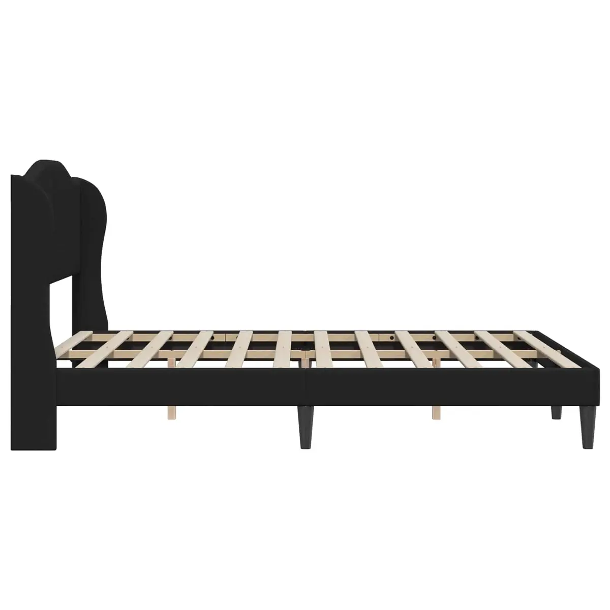 Black Bed Frame with Headboard 137 x 190 cm