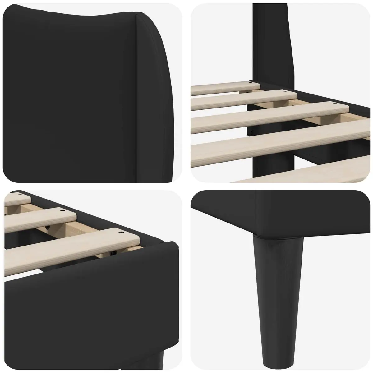Black Bed Frame with Headboard 137 x 190 cm