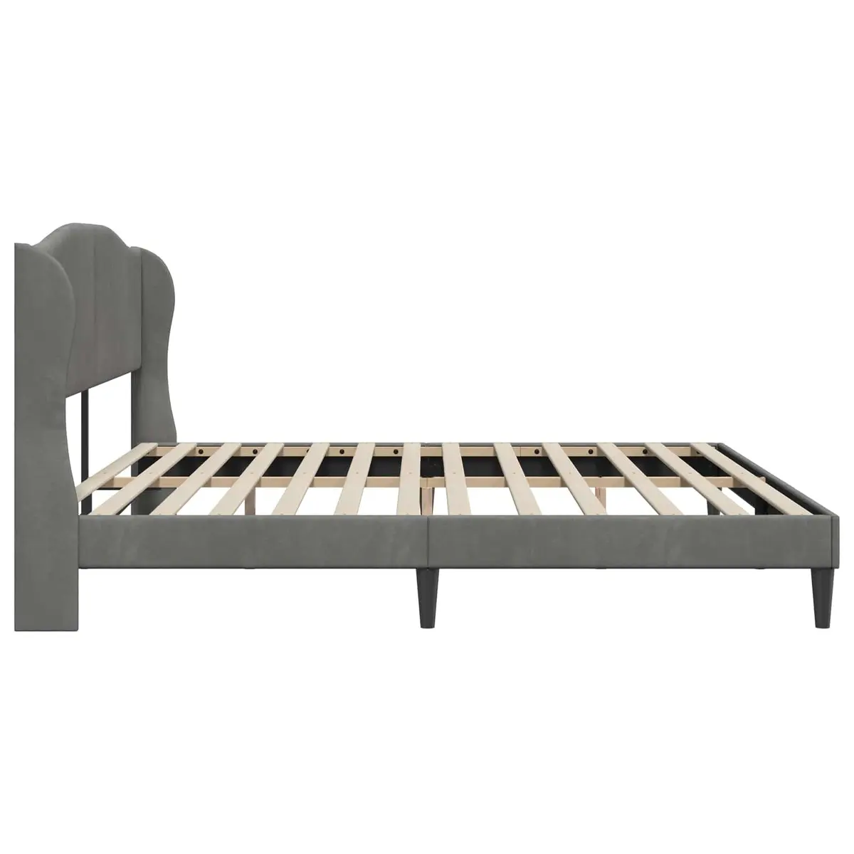 Bed Frame Velvet Headboard 180 x 200 cm Dark Grey Modern