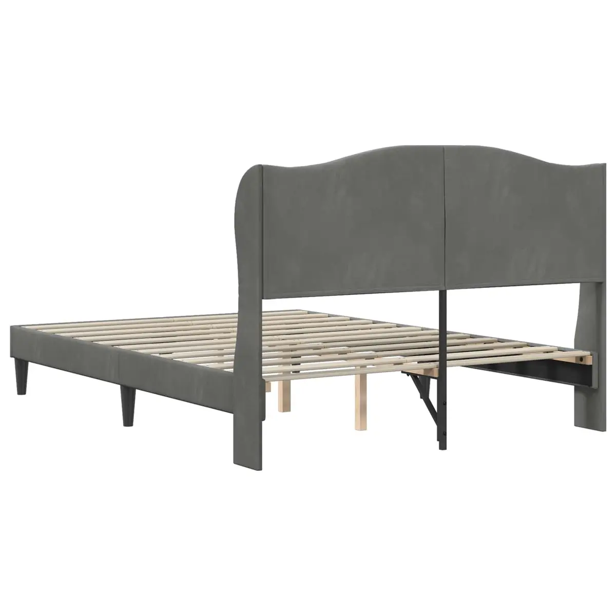 Dark Grey Velvet Bed Frame 137 x 190 cm